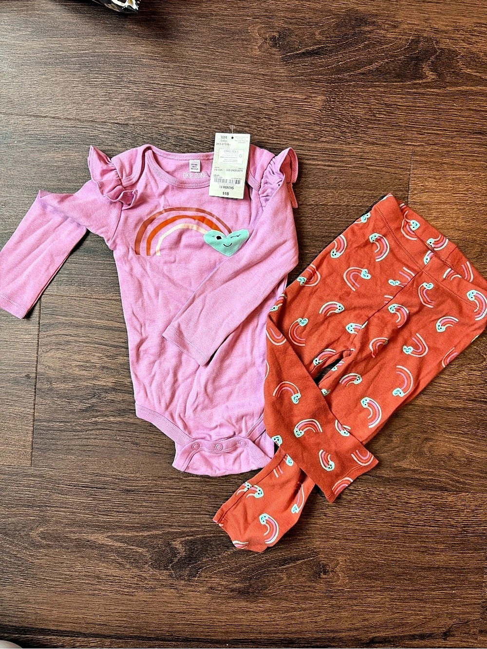 Okie Dokie Rainbow Bodysuit Set Size